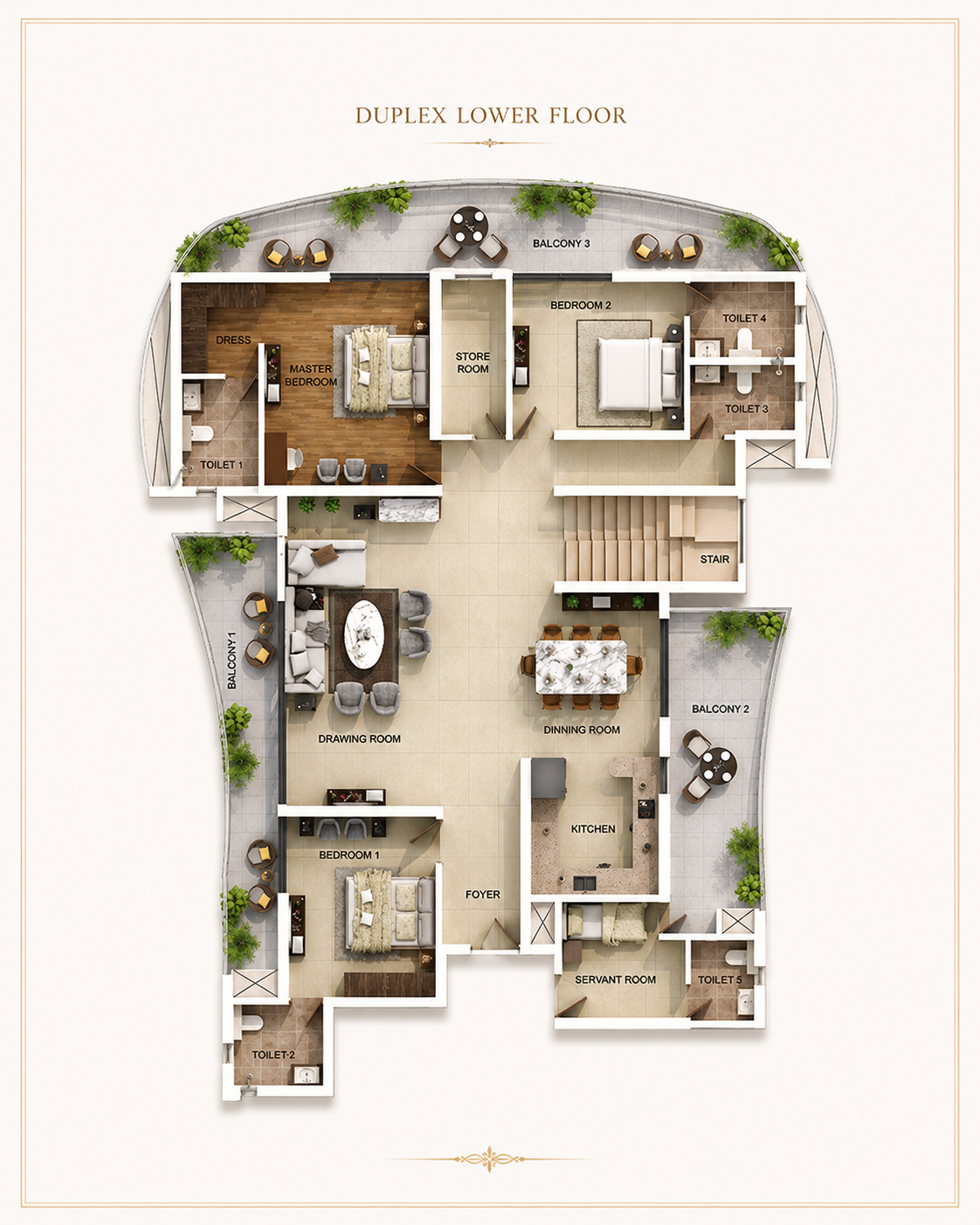 5 BHK Duplex Floor Layout Plan